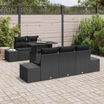 Set di divani 6 pz Nero polyrattan
