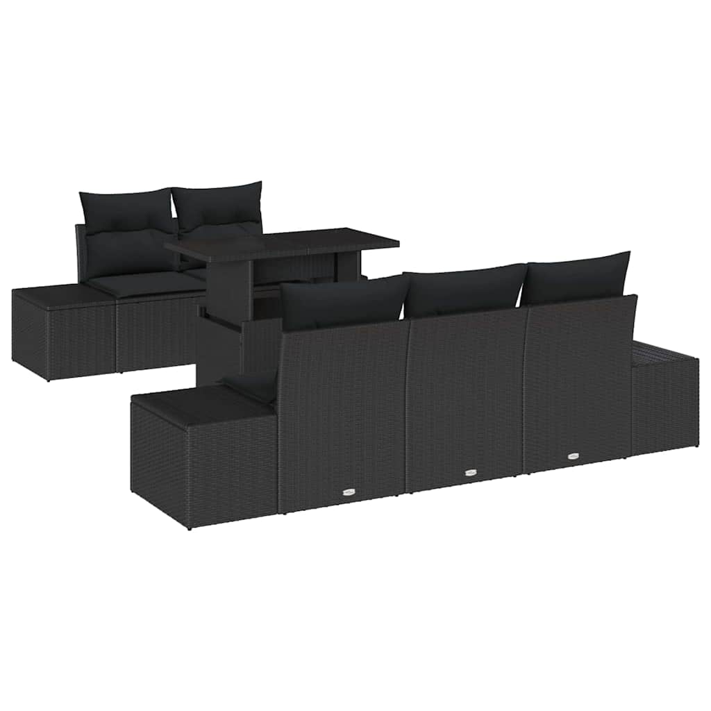 Set di divani con cuscino 6 pcs Nero polyrattan | homemem39