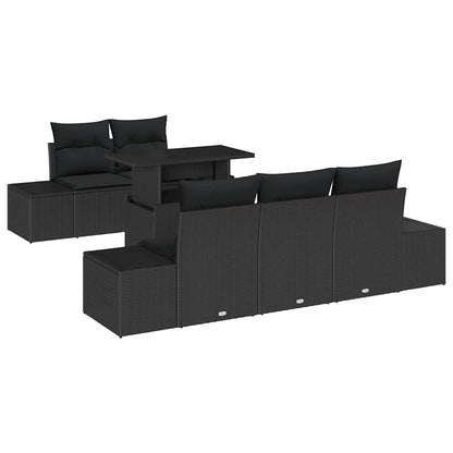 Set di divani con cuscino 6 pcs Nero polyrattan | homemem39