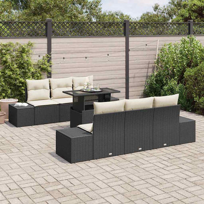 Set di divani con cuscino 7 pcs Nero e Crema polyrattan | homemem39
