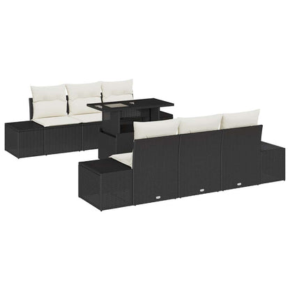 Set di divani con cuscino 7 pcs Nero e Crema polyrattan | homemem39