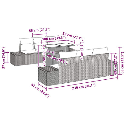 Set di divani 7 pz Marrone e Crema polyrattan | homemem39