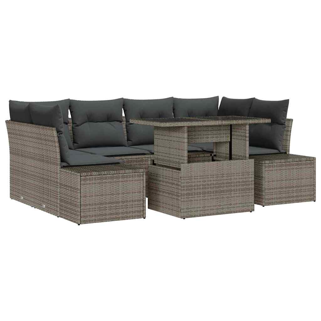 Set di divani con cuscino 7 pcs Grigio polyrattan