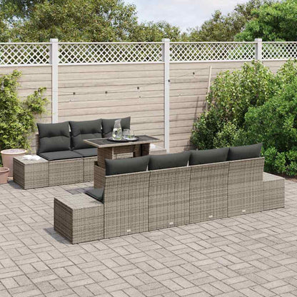 Set di divani con cuscino 8 pcs Grigio polyrattan | homemem39