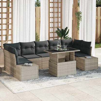 Set di divani con cuscino 8 pcs Grigio chiaro polyrattan | homemem39