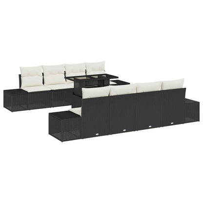 Set Divano da Giardino 9 pcs Nero e Crema polyrattan | homemem39