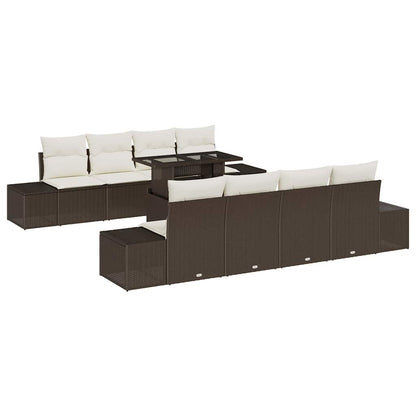 Set Divano da Giardino 9 pcs Marrone e Crema polyrattan | homemem39