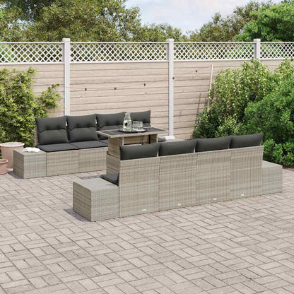 Set Divano da Giardino 9 pcs Grigio chiaro polyrattan | homemem39