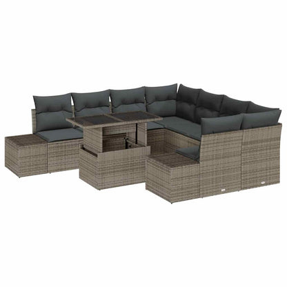 Set Divano da Giardino con cuscino 9 pcs Grigio polyrattan | homemem39