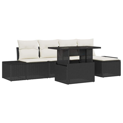 Set Divano da Giardino 6 pcs Nero e Crema polyrattan | homemem39