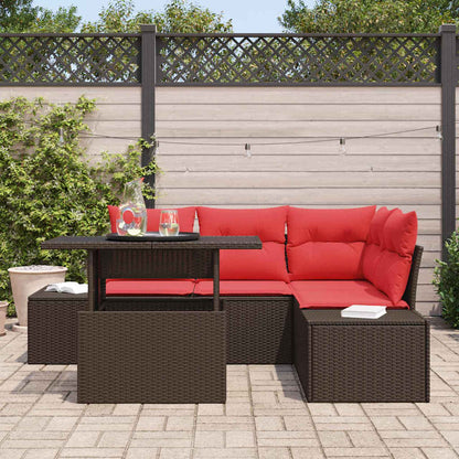 Set Divano da Giardino 6 pcs Marrone e Rosso polyrattan | homemem39