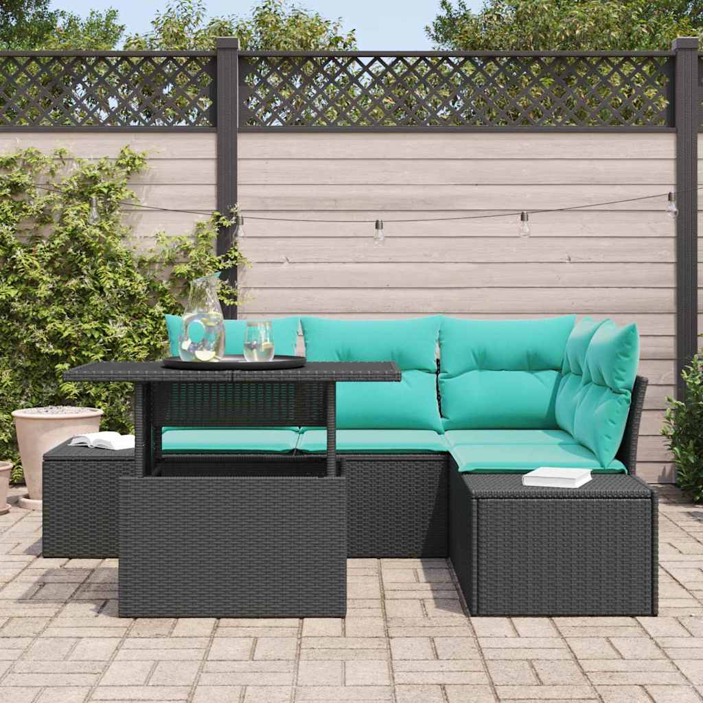 Set Divano da Giardino 6 pz 4-Numero di posti Nero e Blu | homemem39