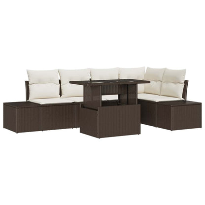 Set Divano da Giardino con cuscino 6 pcs Marrone Poly Rattan | homemem39