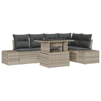 Set Divano da Giardino 6 pcs Grigio chiaro Poly Rattan | homemem39