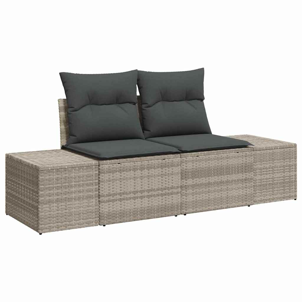 Set Divano da Giardino 6 pcs Grigio chiaro Poly Rattan | homemem39