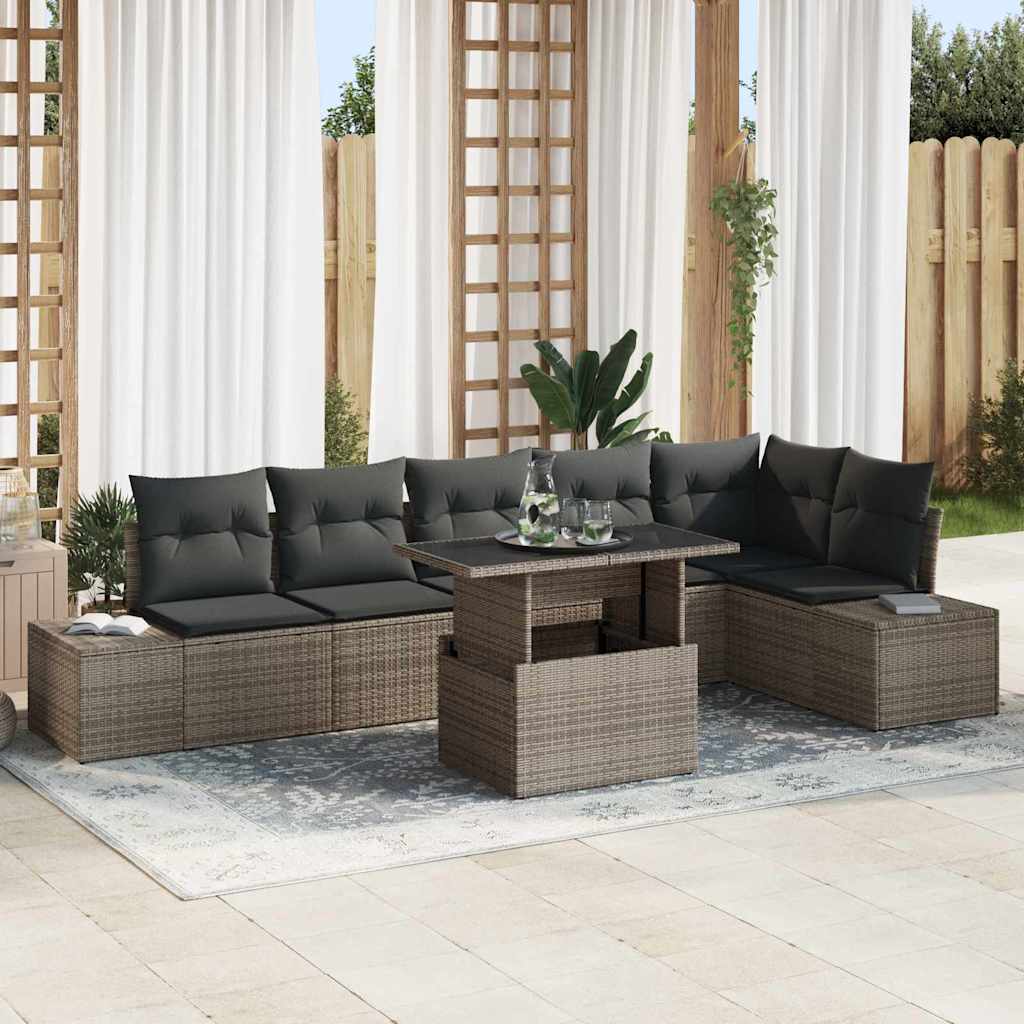 Set Divano da Giardino con cuscino 7 pcs Grigio | homemem39