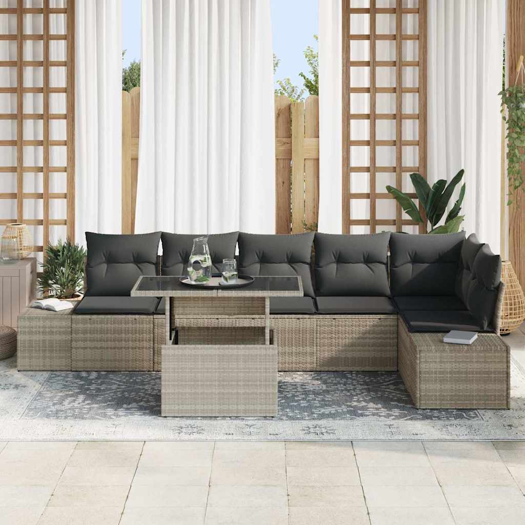 Set Divano da Giardino 7 pcs Grigio chiaro polyrattan | homemem39