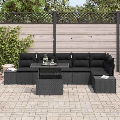 Set Divano da Giardino con cuscino con archiviazione 7 pcs Nero | homemem39