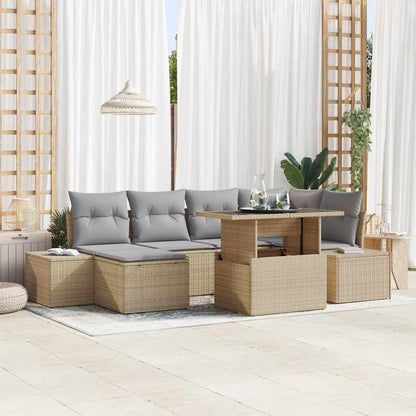 Set Divano da Giardino 7 pz Beige e Grigio Chiaro polyrattan | homemem39
