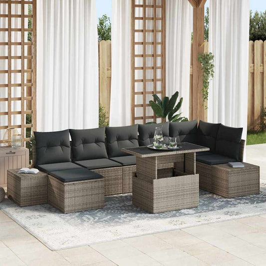 Set Divano da Giardino con cuscino 8 pcs Grigio