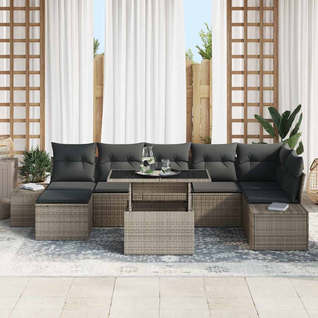 Set Divano da Giardino con cuscino 8 pcs Grigio | homemem39