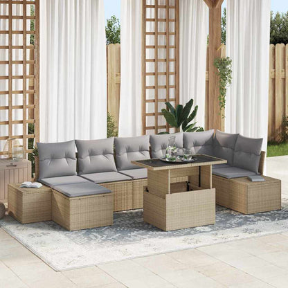 Set Divano da Giardino con cuscino 8 pcs beige e grigio chiaro | homemem39