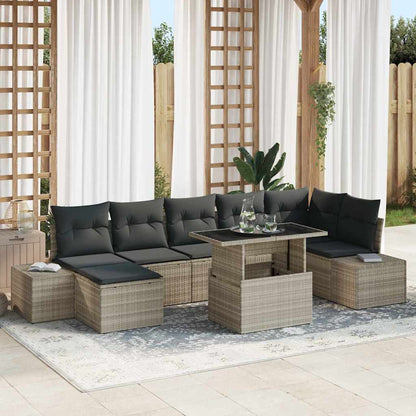 Set Divano da Giardino con cuscino 8 pcs Grigio chiaro | homemem39