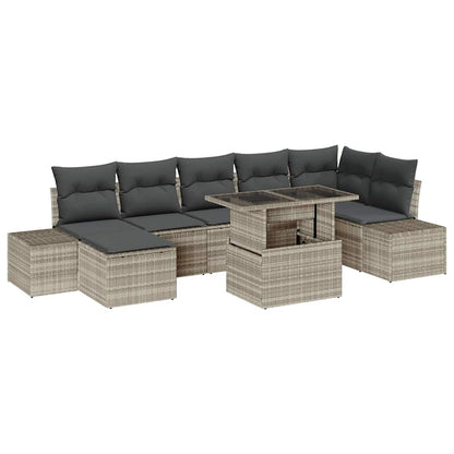 Set Divano da Giardino con cuscino 8 pcs Grigio chiaro | homemem39