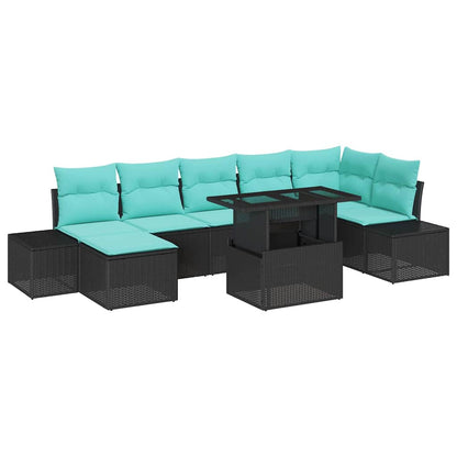 Set Divano da Giardino 8 pz Nero e Blu polyrattan | homemem39