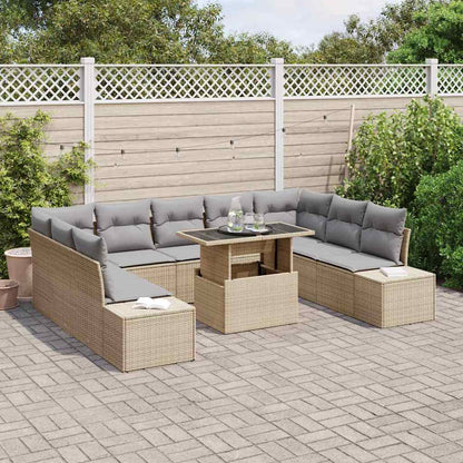 Set Divano da Giardino con cuscino 10 pcs beige e grigio chiaro | homemem39