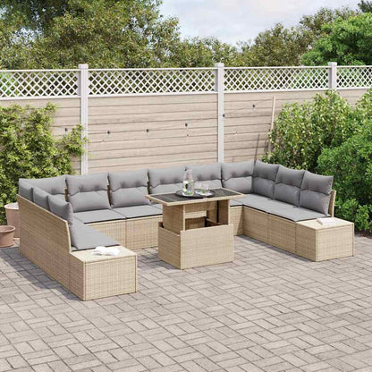 Set Divano da Giardino con cuscino 11 pcs beige e grigio chiaro | homemem39