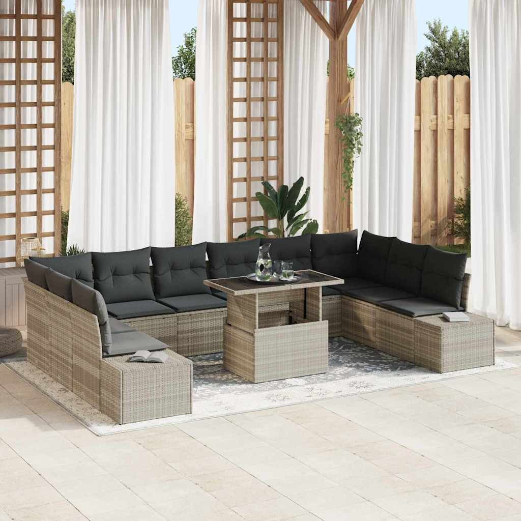 Set Divano da Giardino con cuscino 11 pcs Grigio chiaro | homemem39