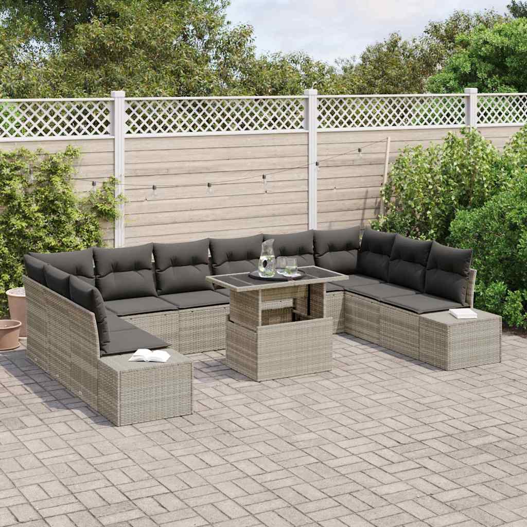 Set Divano da Giardino con cuscino 11 pcs Grigio chiaro | homemem39