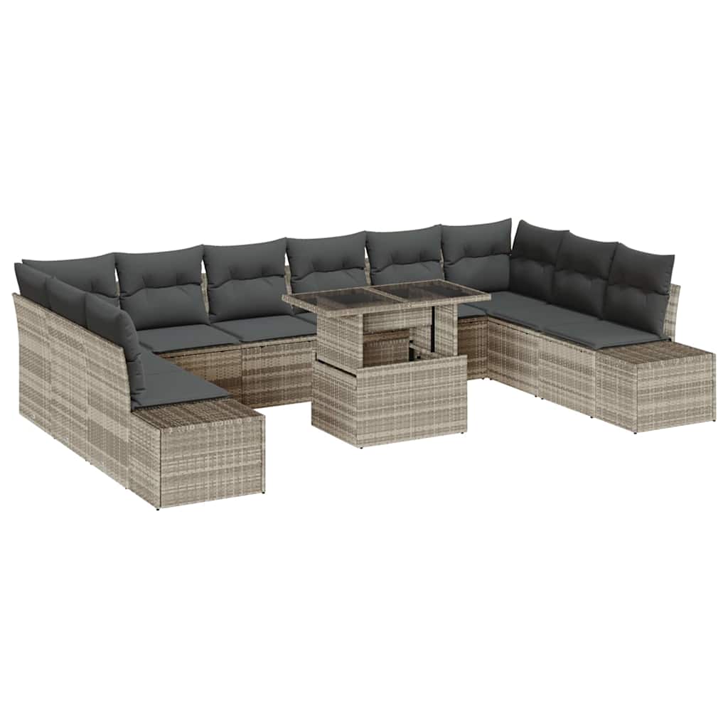 Set Divano da Giardino con cuscino 11 pcs Grigio chiaro | homemem39