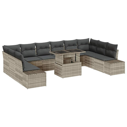 Set Divano da Giardino con cuscino 11 pcs Grigio chiaro | homemem39
