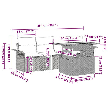 Set Divano da Giardino 5 pcs Nero e Crema polyrattan | homemem39