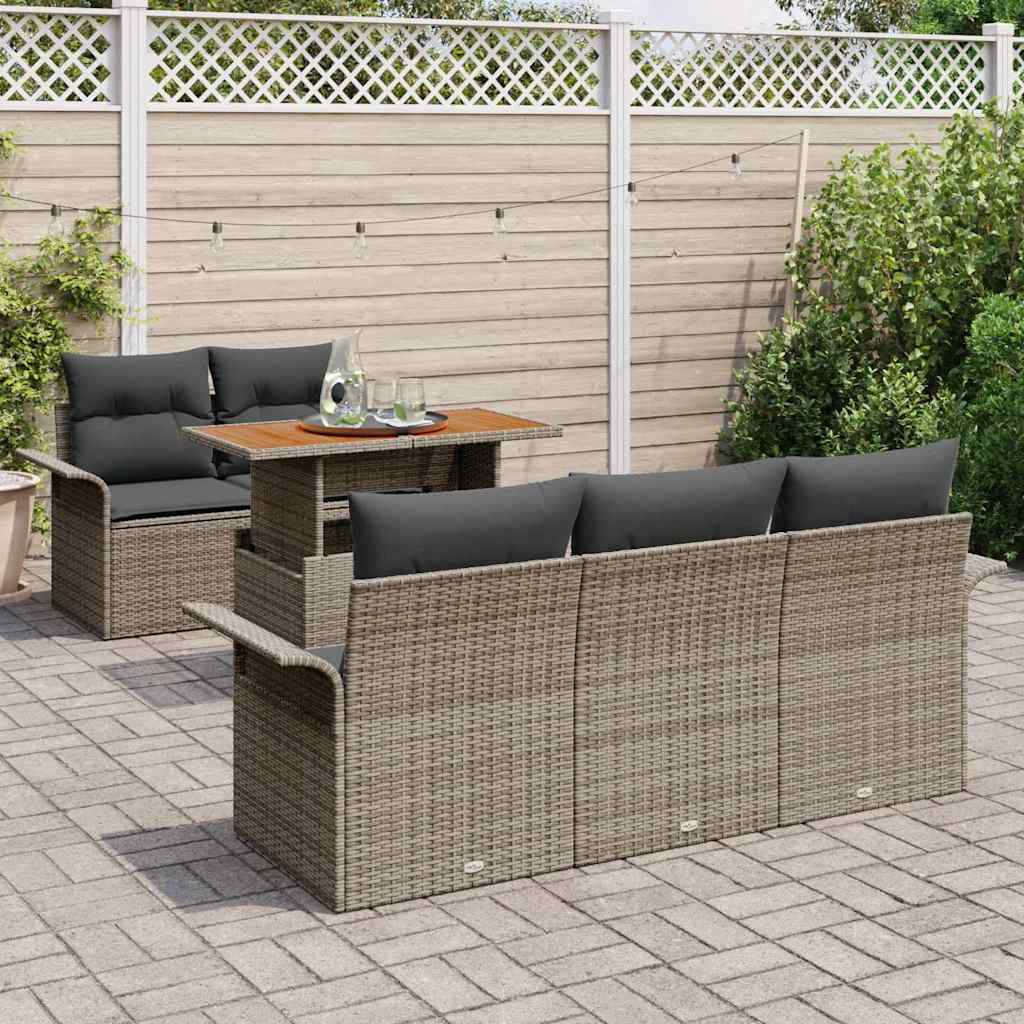 Set Divano da Giardino con cuscino 6 pcs Grigio polyrattan | homemem39