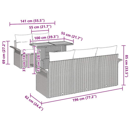 Set Divano da Giardino con cuscino 6 pcs Grigio polyrattan | homemem39