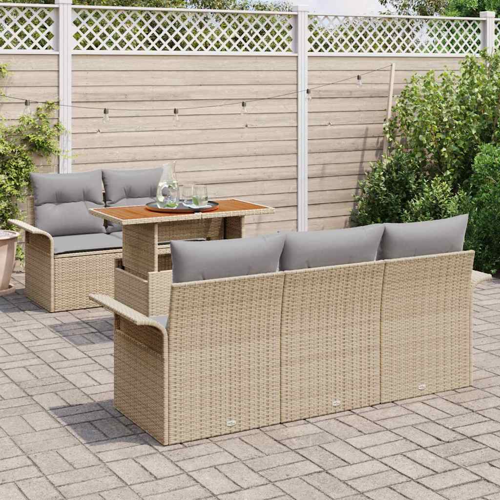 Set Divano da Giardino 6 pcs Beige e Grigio Chiaro polyrattan | homemem39