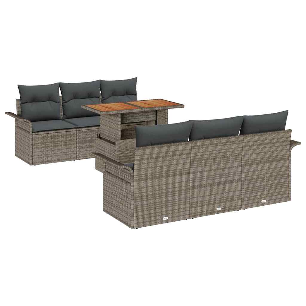 Set Divano da Giardino con cuscino 7 pcs Grigio | homemem39