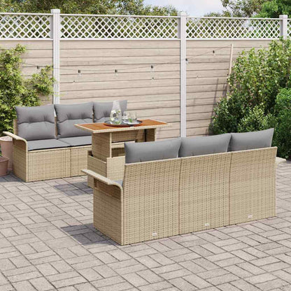 Set Divano da Giardino con cuscino 7 pcs beige e grigio chiaro | homemem39