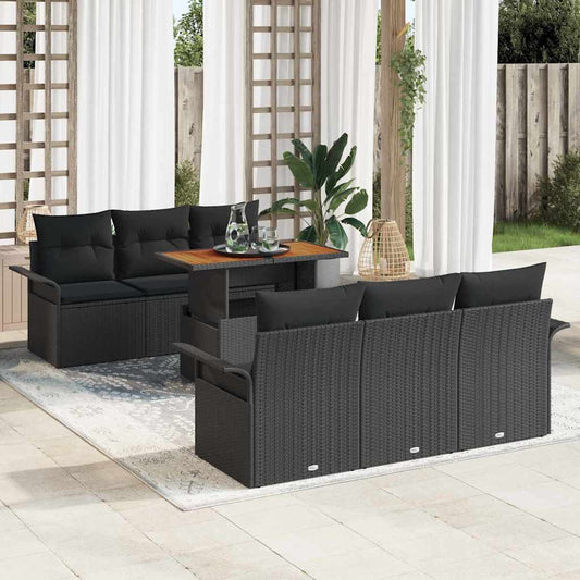 Set Divano da Giardino 7 pz Nero