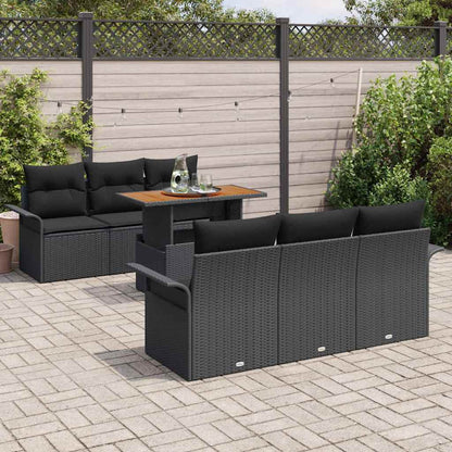 Set Divano da Giardino 7 pz Nero