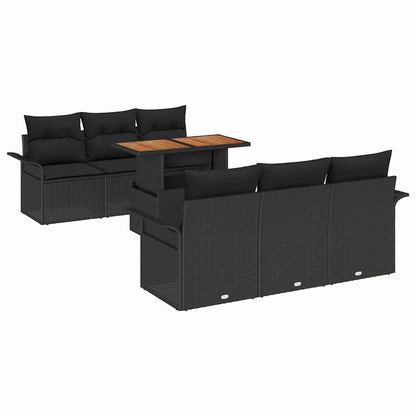 Set Divano da Giardino 7 pz Nero