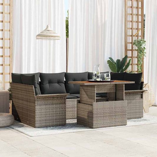 Set Divano da Giardino con cuscino 7 pcs Grigio