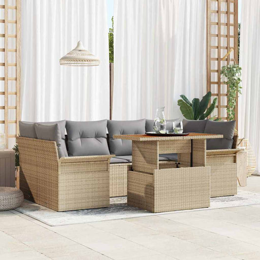 Set Divano da Giardino con cuscino 7 pcs beige e grigio chiaro