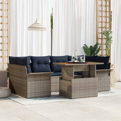 Set Divano da Giardino con cuscino 7 pcs grigio e blu navy | homemem39