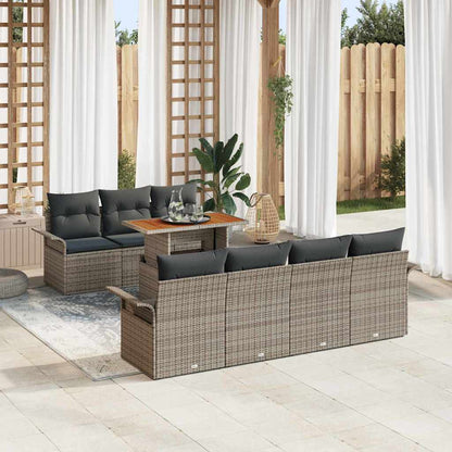 Set Divano da Giardino con cuscino 8 pcs Grigio | homemem39