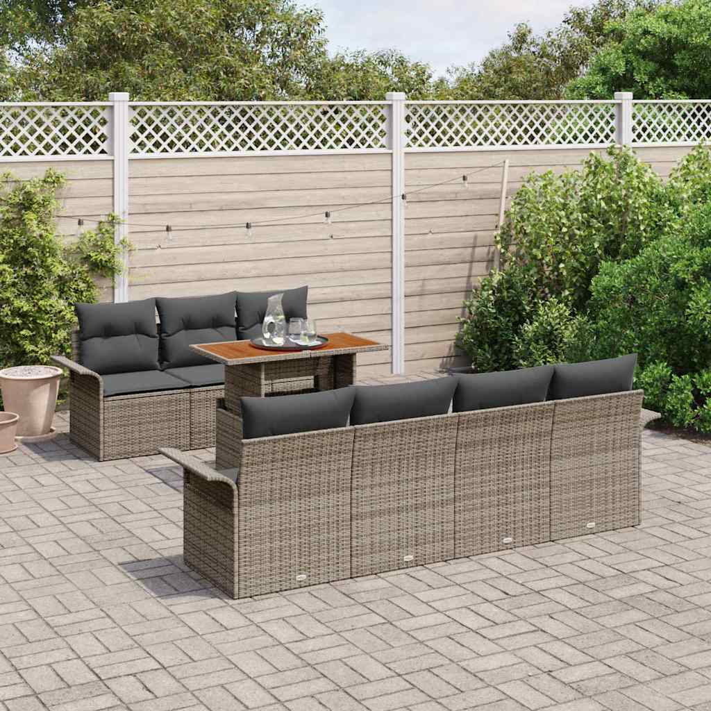 Set Divano da Giardino con cuscino 8 pcs Grigio | homemem39