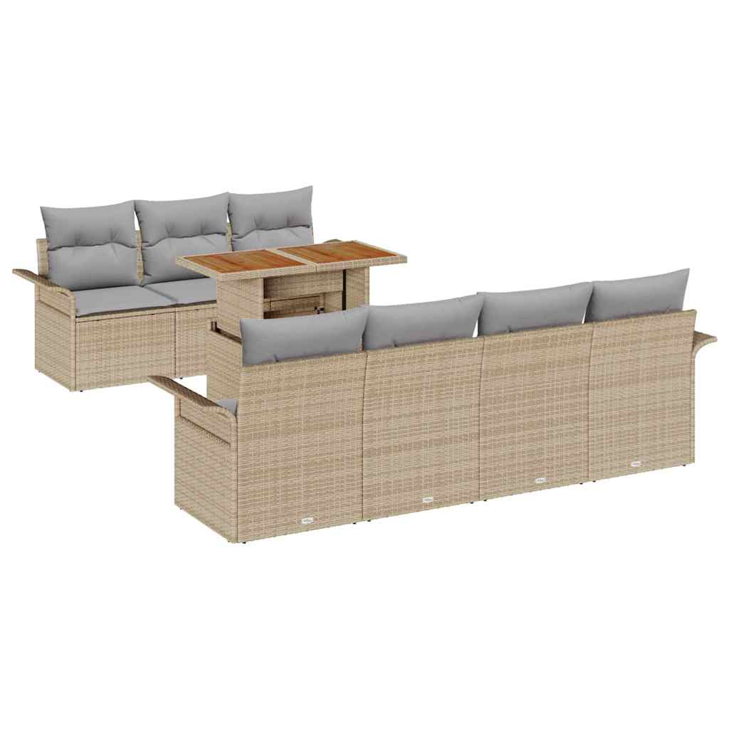 Set Divano da Giardino con cuscino 8 pcs beige e grigio chiaro | homemem39